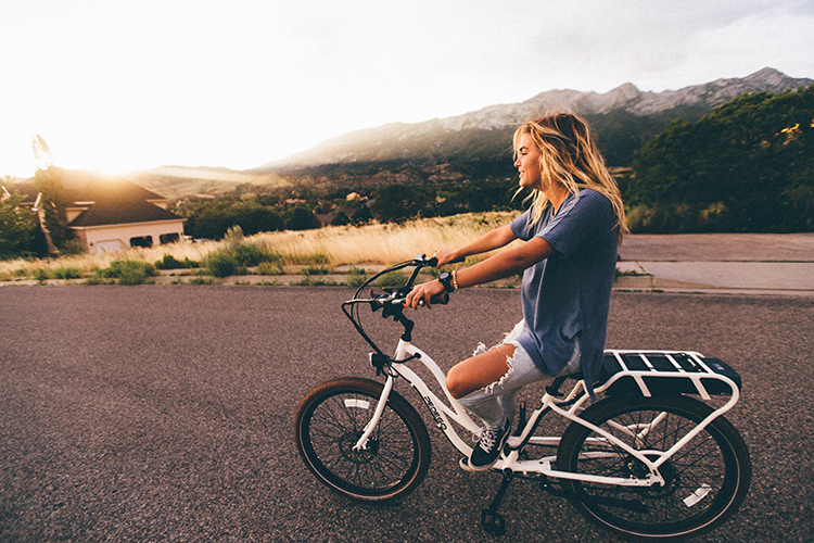 Young woman on bike